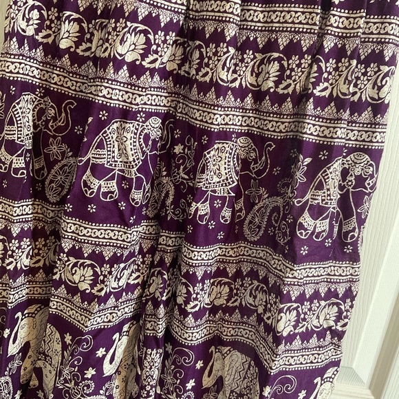 Elephant Print Purple Pants 100% rayon women - Picture 10 of 11